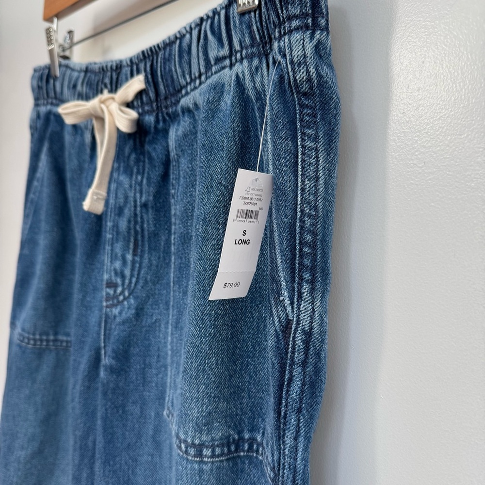 Gap Mid Rise Supersoft Pull On Barrel Leg Jeans Women Small Long NWT - Picture 4 of 13